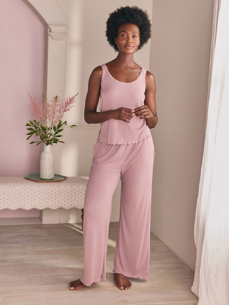 Laura Ashley Mauve Purple Ribbed Lounge Vest - Image 1 of 7