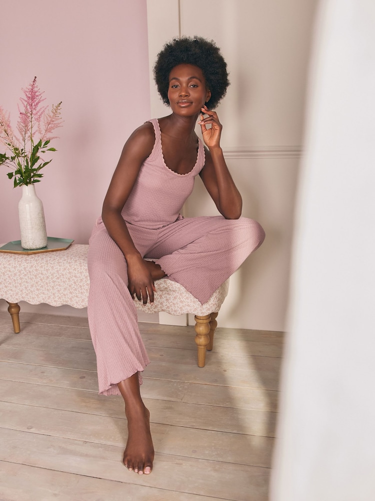Laura Ashley Mauve Purple Ribbed Lounge Vest - Image 2 of 7