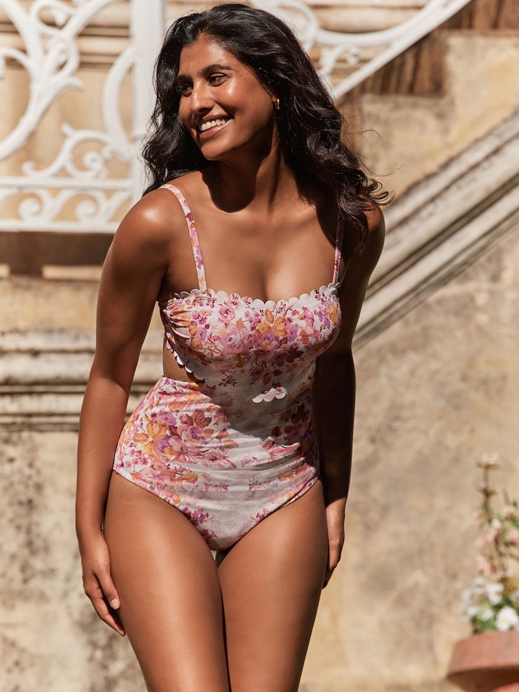 Laura Ashley Rosewood Tummy Control Cut Out Scalloped Swimsuit - Image 1 of 10