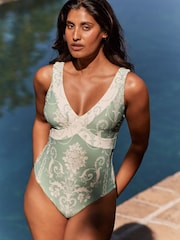 Laura Ashley Green Josette Tummy Control Swimsuit - Image 1 of 7