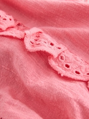 Laura Ashley Pink Cotton Frill Tie Front Maxi Length Kaftan - Image 9 of 9