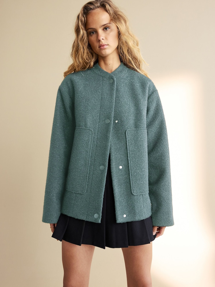 Teal Blue Coatigan Bomber Jacket - Image 1 of 6