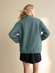 Teal Blue Coatigan Bomber Jacket - Image 2 of 6