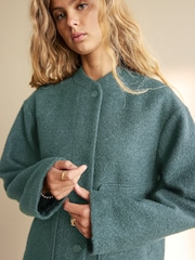 Teal Blue Coatigan Bomber Jacket - Image 3 of 6