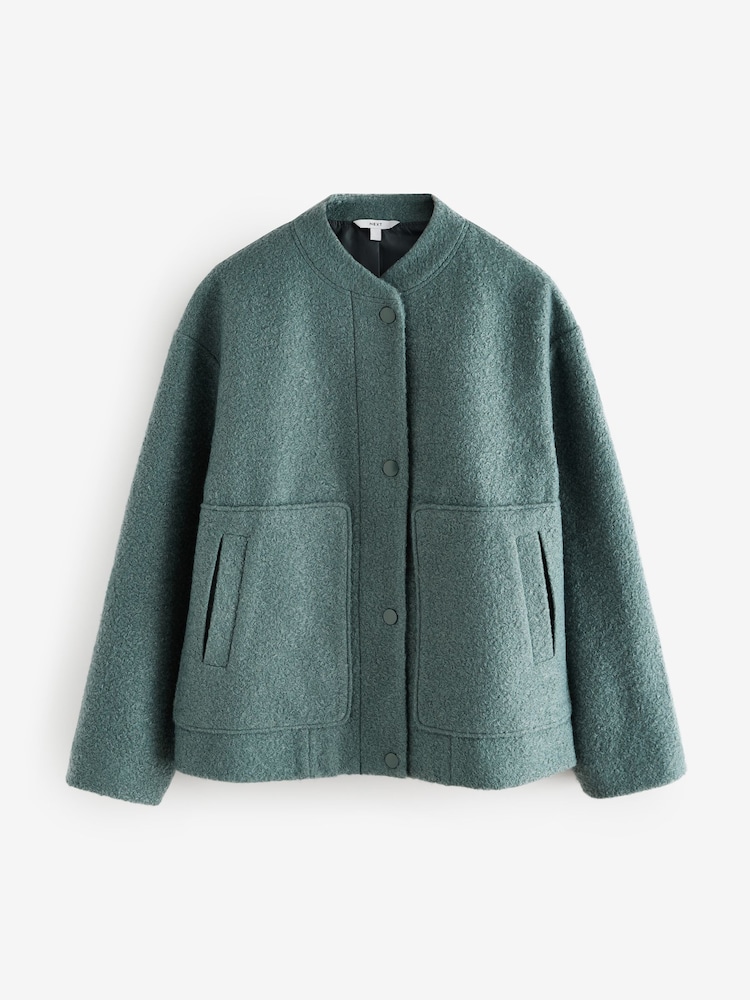 Teal Blue Coatigan Bomber Jacket - Image 4 of 6