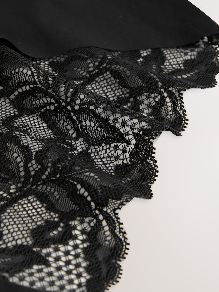 Black/White/Praline Nude Midi Lace Back NVPL Knickers 7 Pack - Image 10 of 10