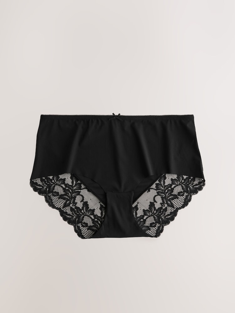 Black/White/Praline Nude Midi Lace Back NVPL Knickers 7 Pack - Image 4 of 10