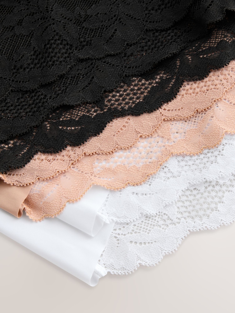 Black/White/Praline Nude Midi Lace Back NVPL Knickers 7 Pack - Image 9 of 10