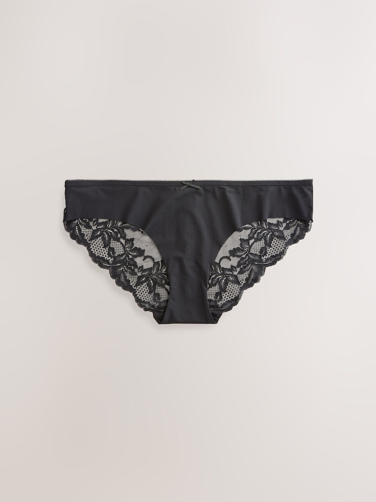 Black/White/Praline Nude Brazilian Lace Back NVPL Knickers 7 Pack - Image 2 of 8