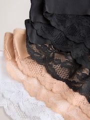 Black/White/Praline Nude Brazilian Lace Back NVPL Knickers 7 Pack - Image 8 of 8