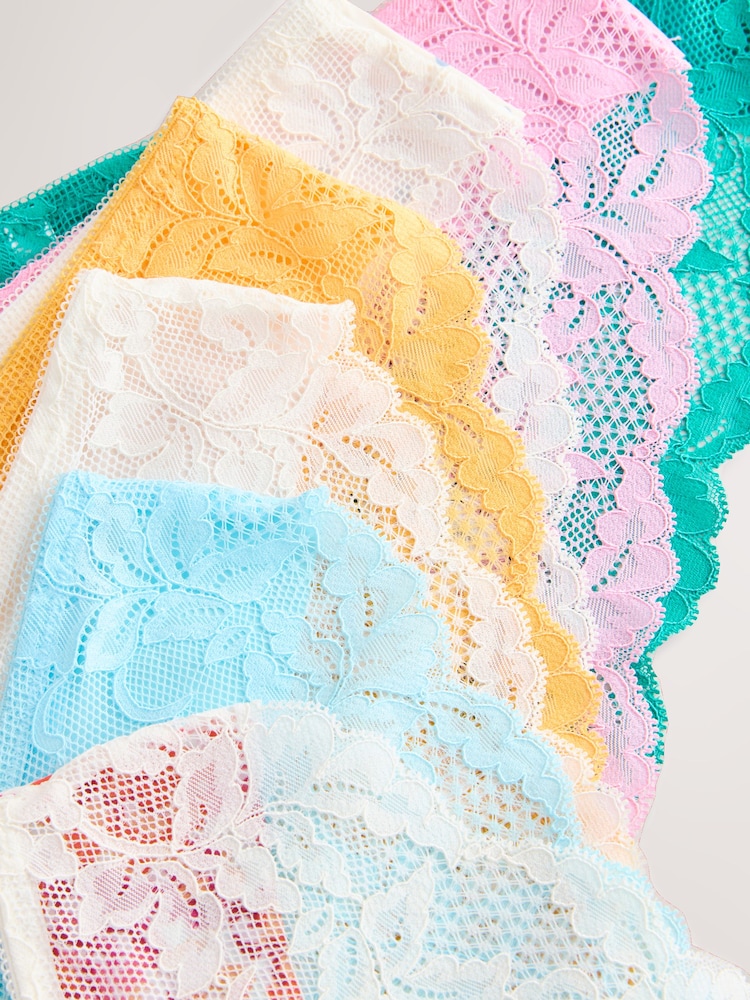 Tropical Print Brazilian Lace Back NVPL Knickers 7 Pack - Image 9 of 9