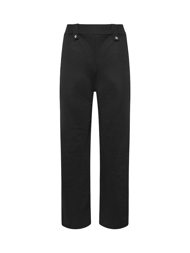 PixieGirl Petite Black Button Tab Ponte Wide Leg Trousers - Image 5 of 5