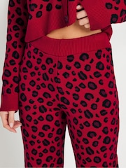PixieGirl Petite Red Leopard Print Wide Leg Trousers - Image 3 of 4