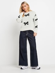 PixieGirl Petite White Bow Heart Jumper - Image 2 of 5
