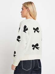 PixieGirl Petite White Bow Heart Jumper - Image 3 of 5