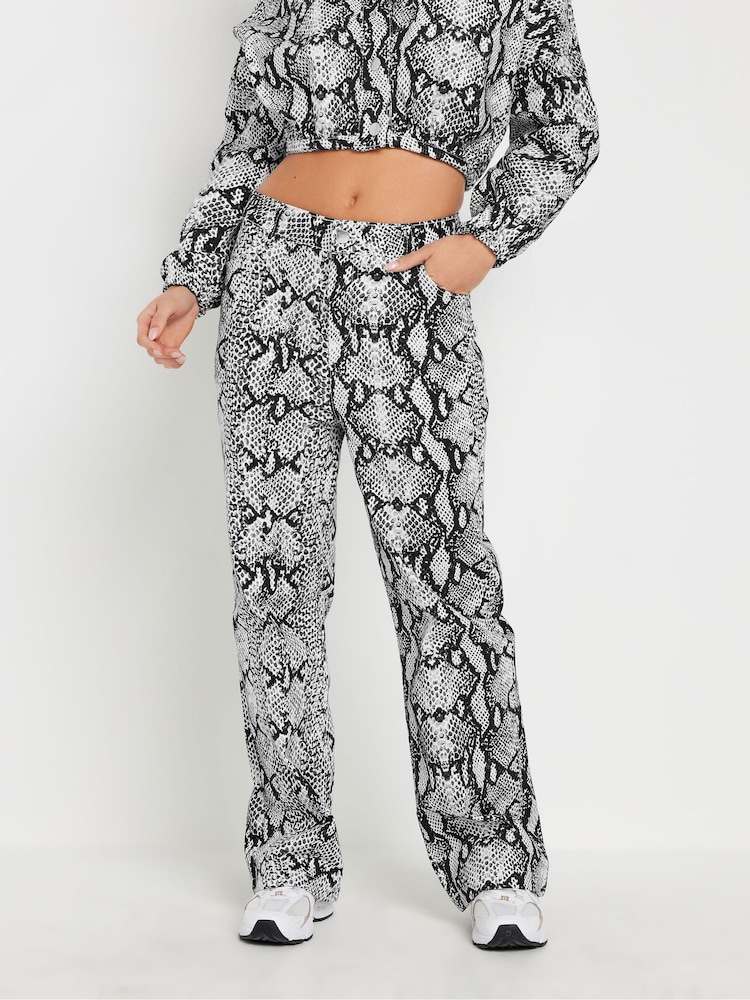 PixieGirl Petite Grey Snake Print Straight Leg Jeans - Image 2 of 6