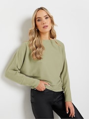 Long Tall Sally Green Ribbed Soft Touch Batwing Top - Image 1 of 5