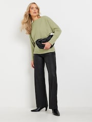 Long Tall Sally Green Ribbed Soft Touch Batwing Top - Image 2 of 5