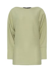 Long Tall Sally Green Ribbed Soft Touch Batwing Top - Image 5 of 5