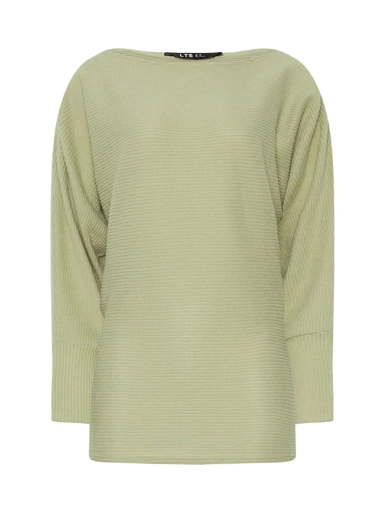 Long Tall Sally Green Ribbed Soft Touch Batwing Top - Image 5 of 5