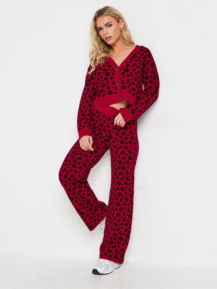 PixieGirl Petite Red Leopard Print Knitted Cardigan - Image 2 of 5
