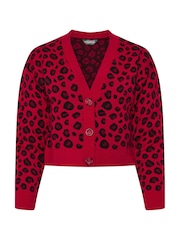 PixieGirl Petite Red Leopard Print Knitted Cardigan - Image 5 of 5