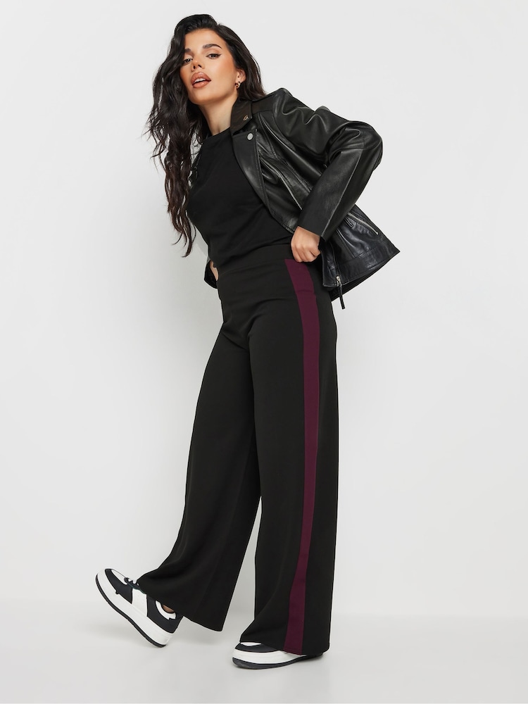 PixieGirl Petite Red Contrast Stripe Wide Leg Trousers - Image 1 of 6