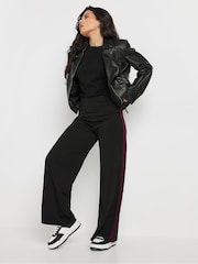 PixieGirl Petite Red Contrast Stripe Wide Leg Trousers - Image 2 of 6