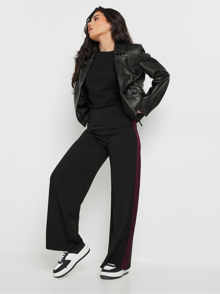 PixieGirl Petite Red Contrast Stripe Wide Leg Trousers - Image 2 of 6