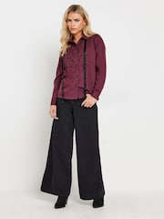 PixieGirl Petite Red Crochet Trim Tie Neck Blouse - Image 3 of 6