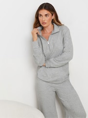 Long Tall Sally Grey Soft Touch Cuffed Zip Top - Image 2 of 5