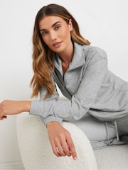 Long Tall Sally Grey Soft Touch Cuffed Zip Top - Image 4 of 5