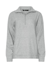 Long Tall Sally Grey Soft Touch Cuffed Zip Top - Image 5 of 5