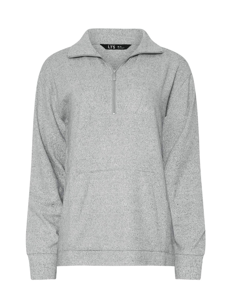 Long Tall Sally Grey Soft Touch Cuffed Zip Top - Image 5 of 5