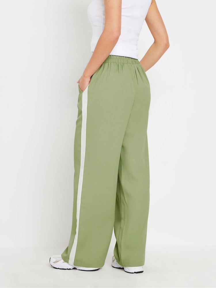 PixieGirl Petite Green Contrast Side Stripe Wide Leg Trousers - Image 3 of 5