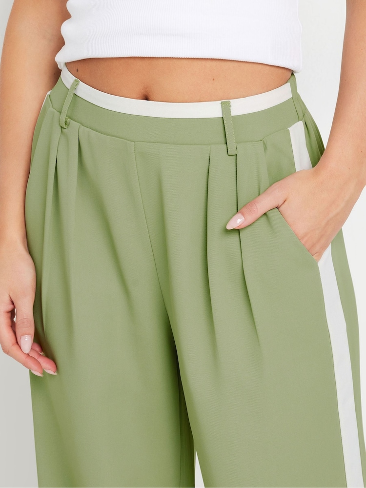 PixieGirl Petite Green Contrast Side Stripe Wide Leg Trousers - Image 4 of 5