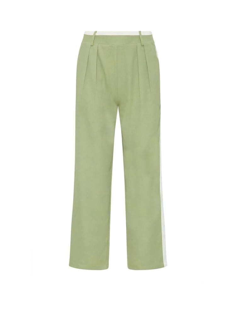 PixieGirl Petite Green Contrast Side Stripe Wide Leg Trousers - Image 5 of 5