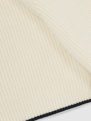 Reiss Off White/Navy Rafferty Rib Knit Tipped T-Shirt - Image 7 of 7