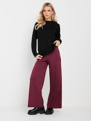 PixieGirl Petite Purple Button Tab Ponte Wide Leg Trousers - Image 1 of 5