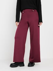 PixieGirl Petite Purple Button Tab Ponte Wide Leg Trousers - Image 3 of 5