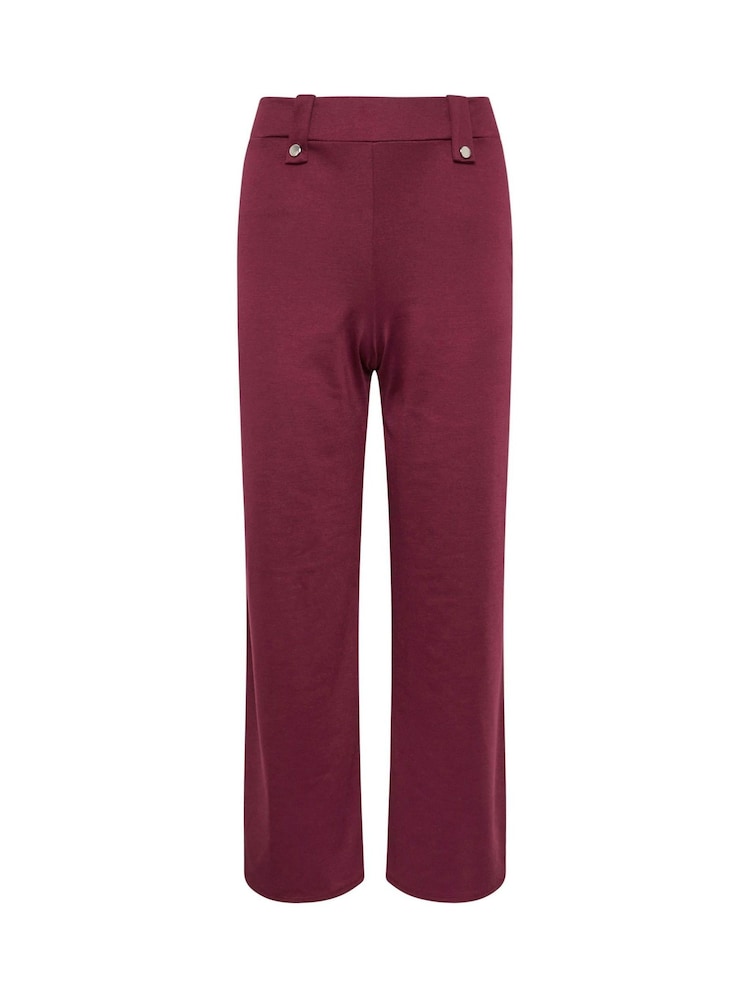 PixieGirl Petite Purple Button Tab Ponte Wide Leg Trousers - Image 5 of 5