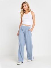 PixieGirl Petite Light Blue Contrast Side Stripe Wide Leg Trousers - Image 1 of 5