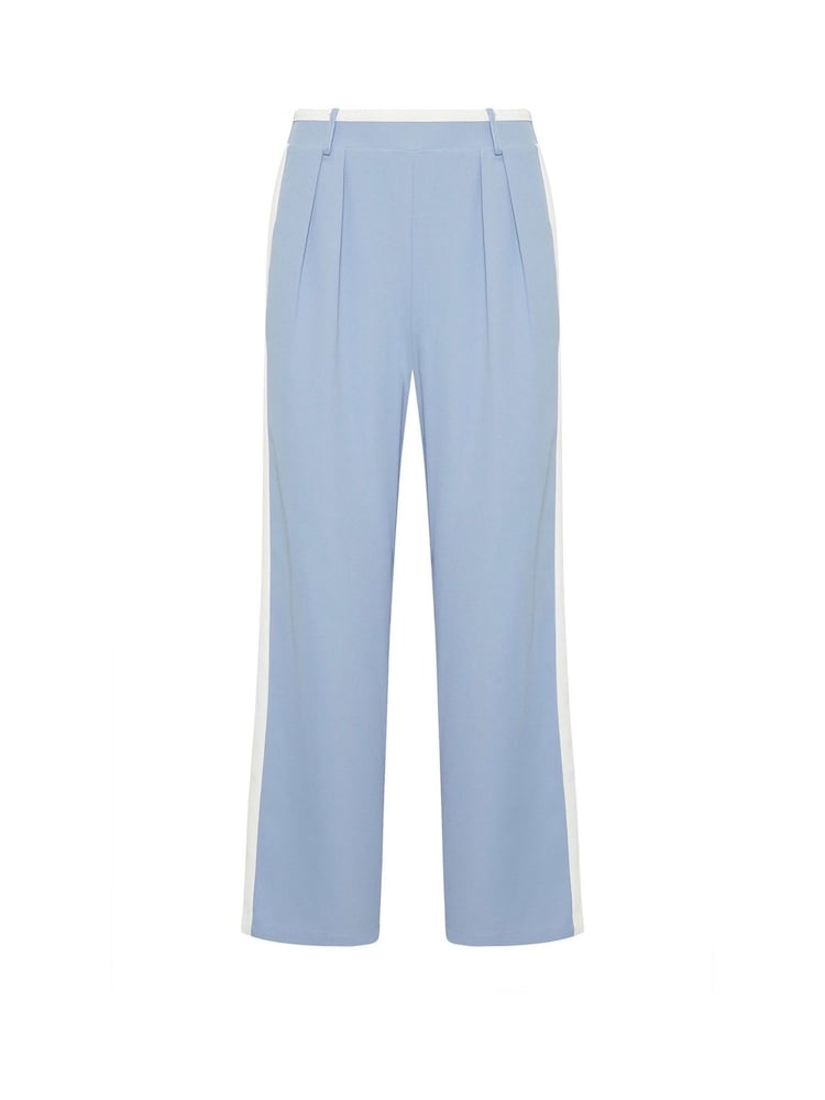 PixieGirl Petite Light Blue Contrast Side Stripe Wide Leg Trousers - Image 5 of 5