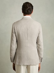 Reiss Grey/White Vitale Slim-Fit Single-Breasted Dogtooth-Check Blazer - Image 6 of 8