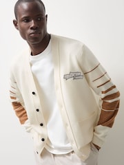 Reiss Off White/Camel Boom McLaren F1 Team Varsity Wool-Cashmere Cardigan - Image 3 of 9