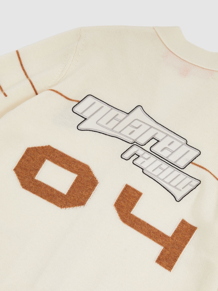 Reiss Off White/Camel Boom McLaren F1 Team Varsity Wool-Cashmere Cardigan - Image 9 of 9
