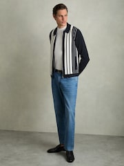 Reiss Navy/White Ambient Striped Zip Through Knitted Jacket - Image 3 of 7