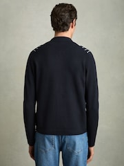 Reiss Navy/White Ambient Striped Zip Through Knitted Jacket - Image 6 of 7