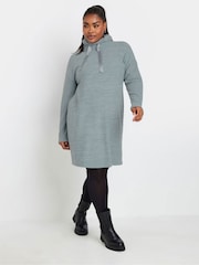 Yours Curve Blue Soft Touch Hoodie Dress - Image 2 of 5