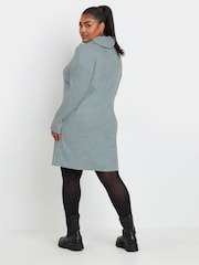 Yours Curve Blue Soft Touch Hoodie Dress - Image 3 of 5